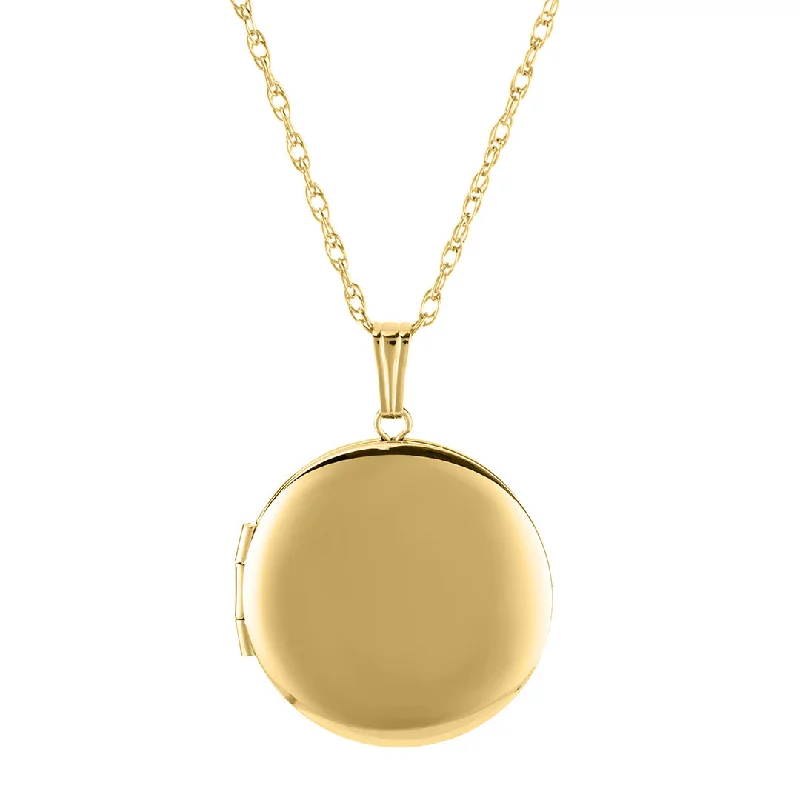 14K Yellow Gold 23mm Round Locket Necklace