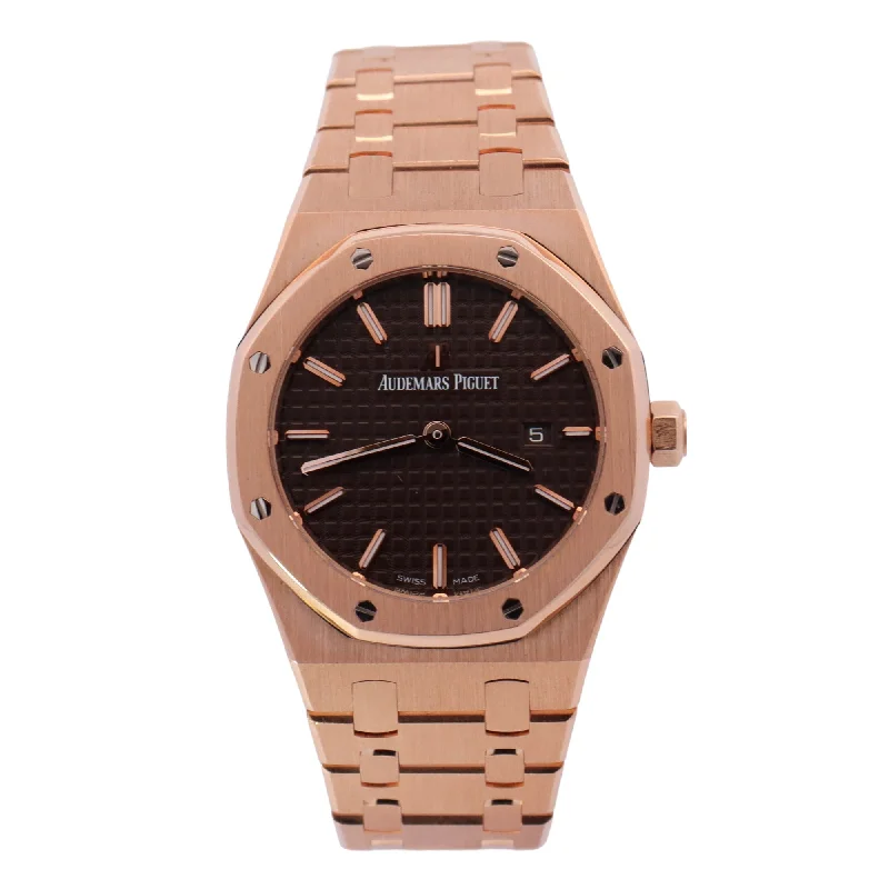 Audemars Piguet Royal Oak Rose Gold 33mm Chocolate Dial Watch Reference# 67650OR.OO.1261OR.01