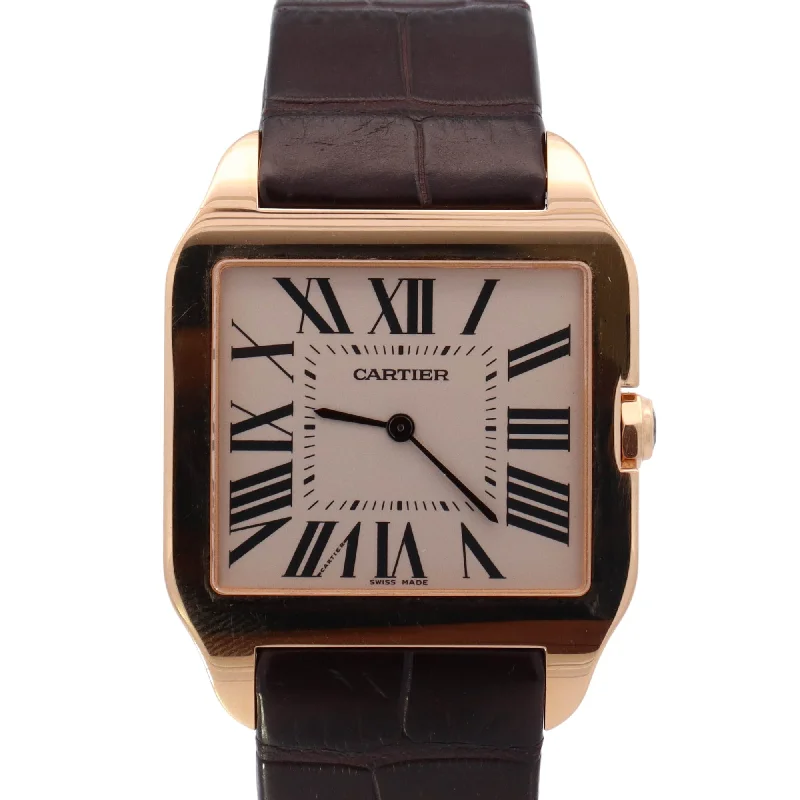 Cartier Santos Dumont Yellow Gold 35mm White Roman Numeral Dial Watch Reference# W2009251