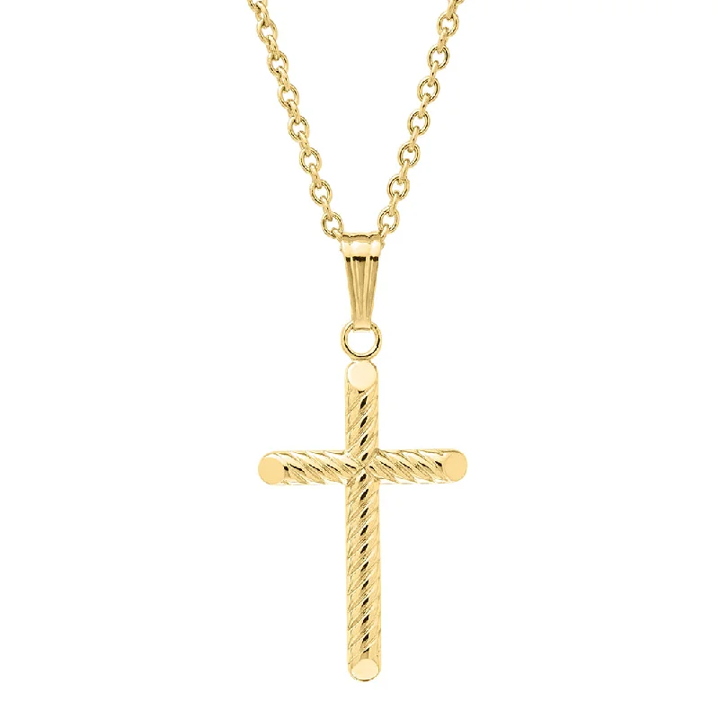 Child 14K Gold Filled Rope Cross Pendant Necklace