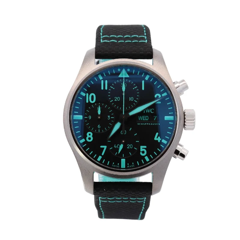 IWC Pilot Chronograph Titanium 41mm  Black Arabic Dial Watch Reference# IW388108