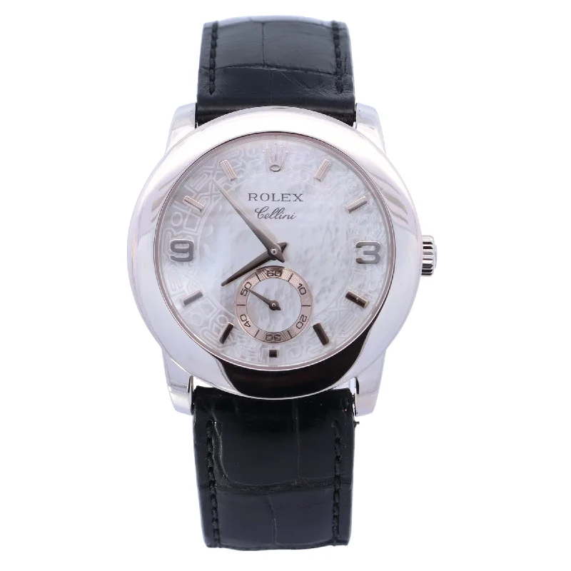 Rolex Cellini Platinum 35mm MOP Stick and Arabic Dial Watch Reference# 5240