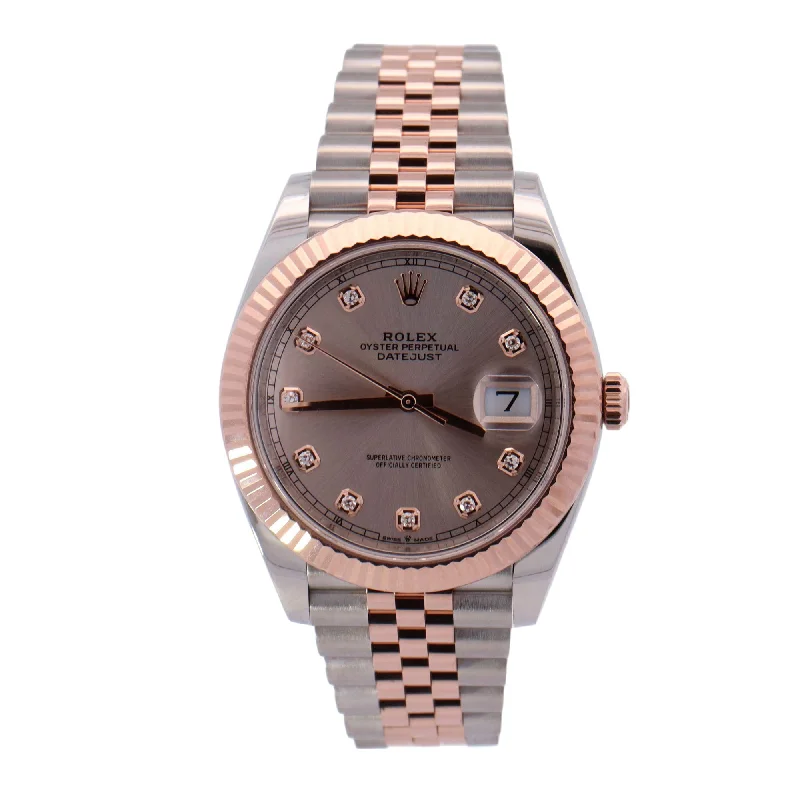 Rolex Datejust Rose Gold and Stainless Steel 41mm Sundust Diamond Dial Watch Reference# 126331