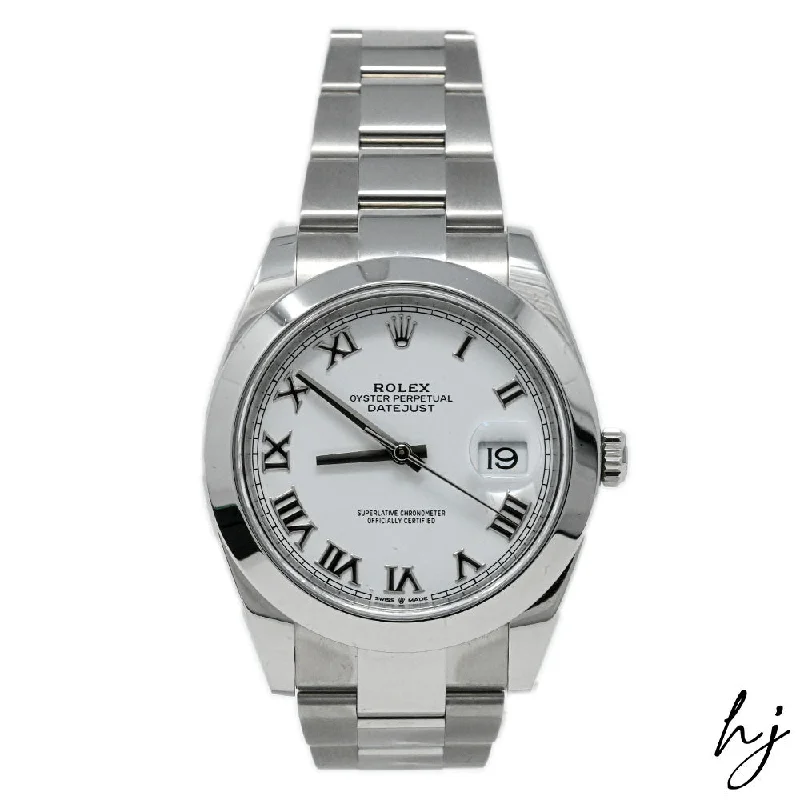 Rolex Datejust Stainless Steel 41mm White Roman Dial Watch Reference#: 126300