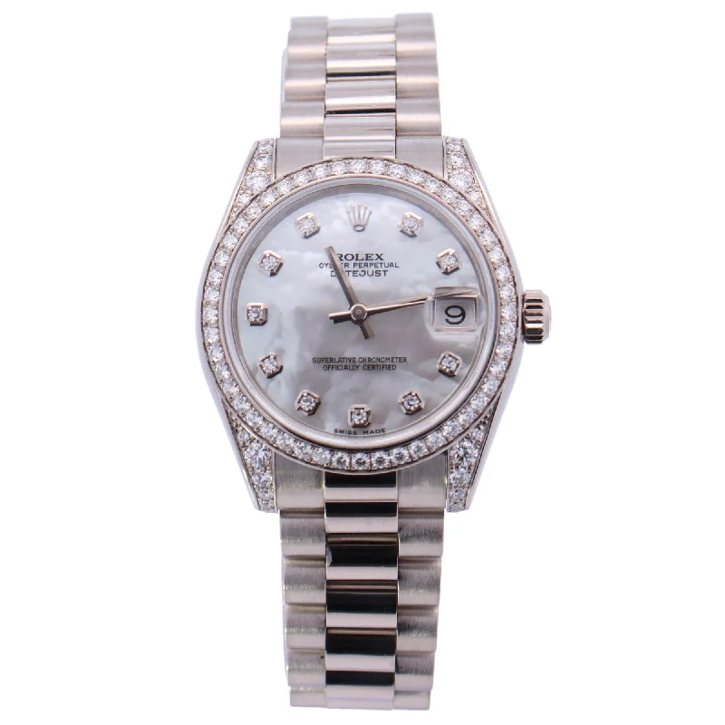 Rolex Datejust White Gold 31mm Factory White MOP Diamond Dot Dial Watch Reference# 178159