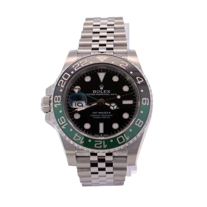 Rolex GMT Master II "Sprite" Stainless Steel 40mm Black Dot Dial Watch Reference#: 126720VTNR