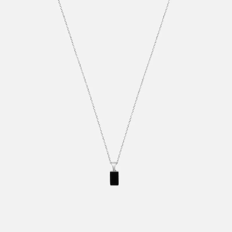 "CARRÉ" ONYX PENDANT - WHITE GOLD