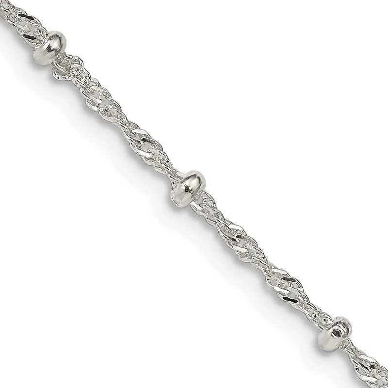 Sterling Silver 14-inch 2.5MM Childrens Beaded Singapore Chain