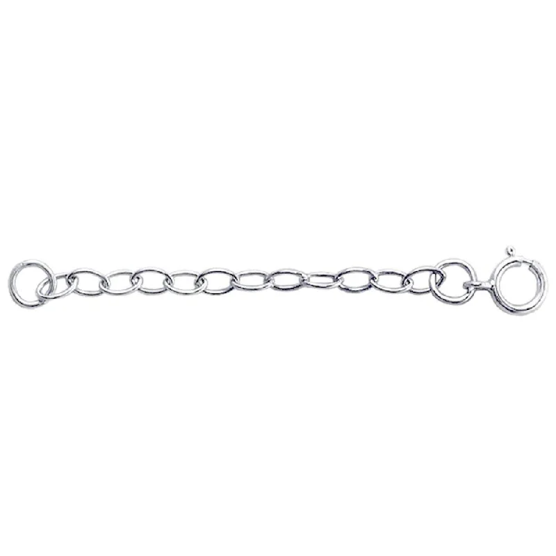 Sterling Silver 2.5mm Oval Cable Chain Necklace Extender with Clasp