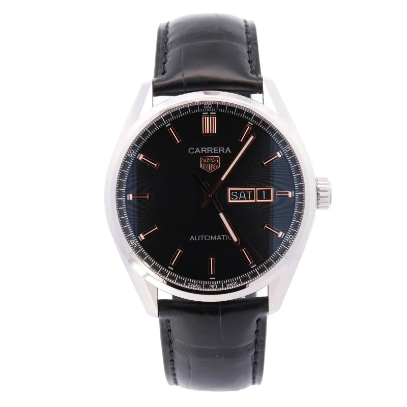 Tag Heuer Carrera Stainless Steel 41mm Black Stick Dial Watch Reference# WBN2013