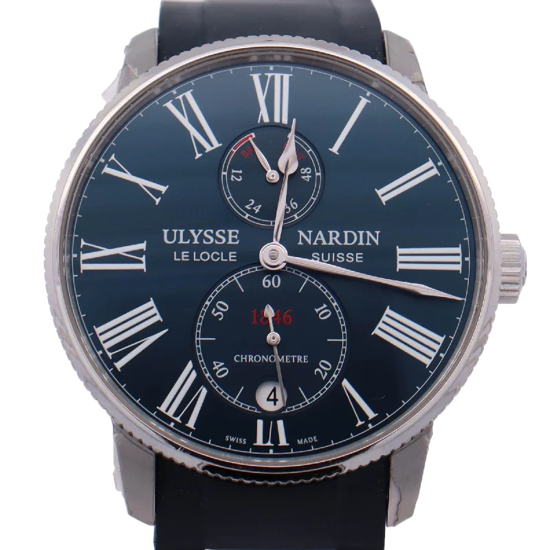 Ulysse Nardin Stainless Steel 42mm Blue Chronometer Dial Watch Reference# 1183-310/43