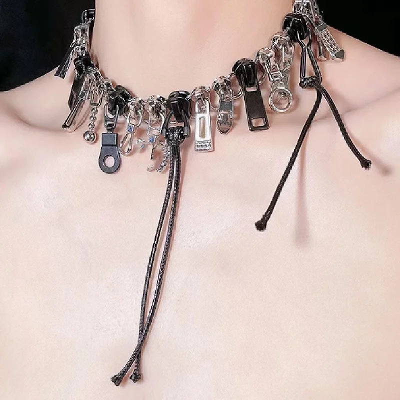 Women's Punk Zipper Choker