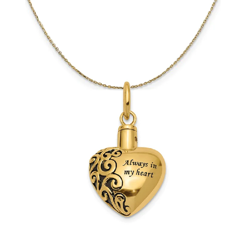 14k Yellow Gold Always In My Heart Ash Holder Necklace