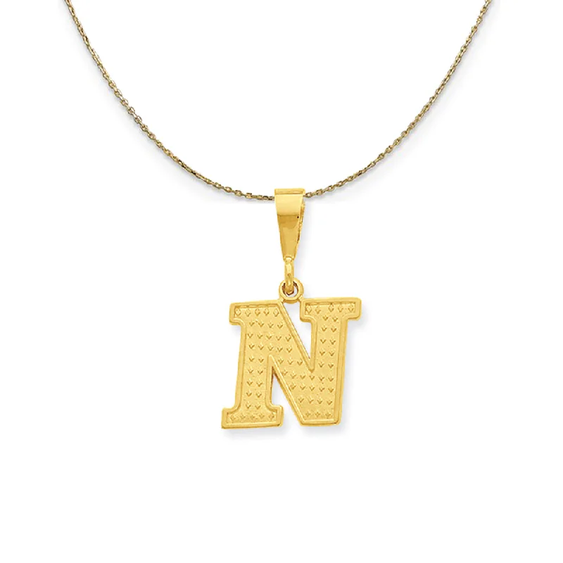 14k Yellow Gold, Ashley, Initial N Necklace