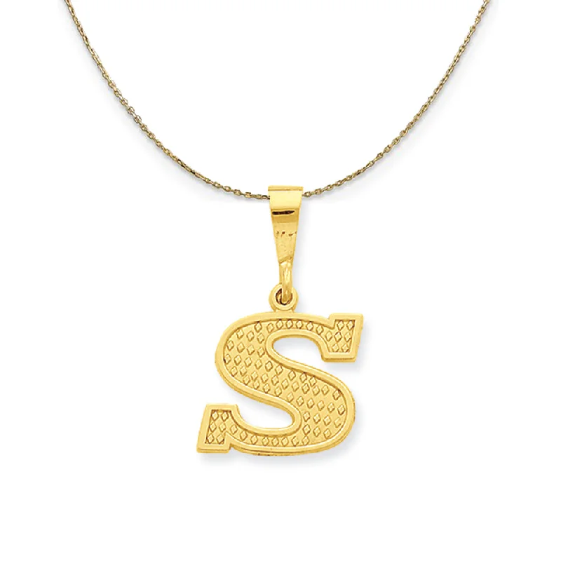 14k Yellow Gold, Ashley, Initial S Necklace