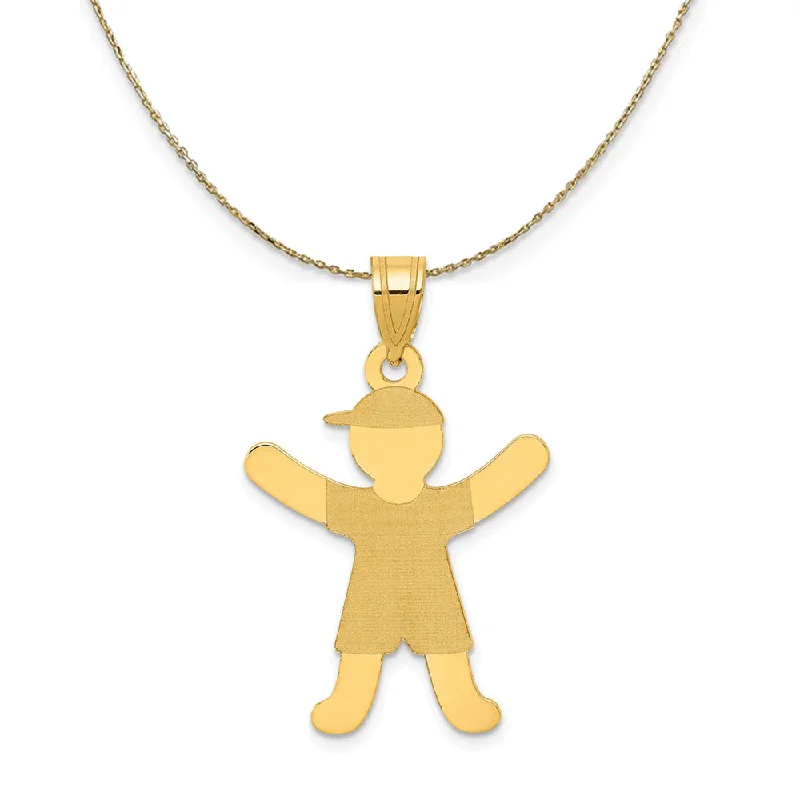 14k Yellow Gold Boy with Hat Necklace