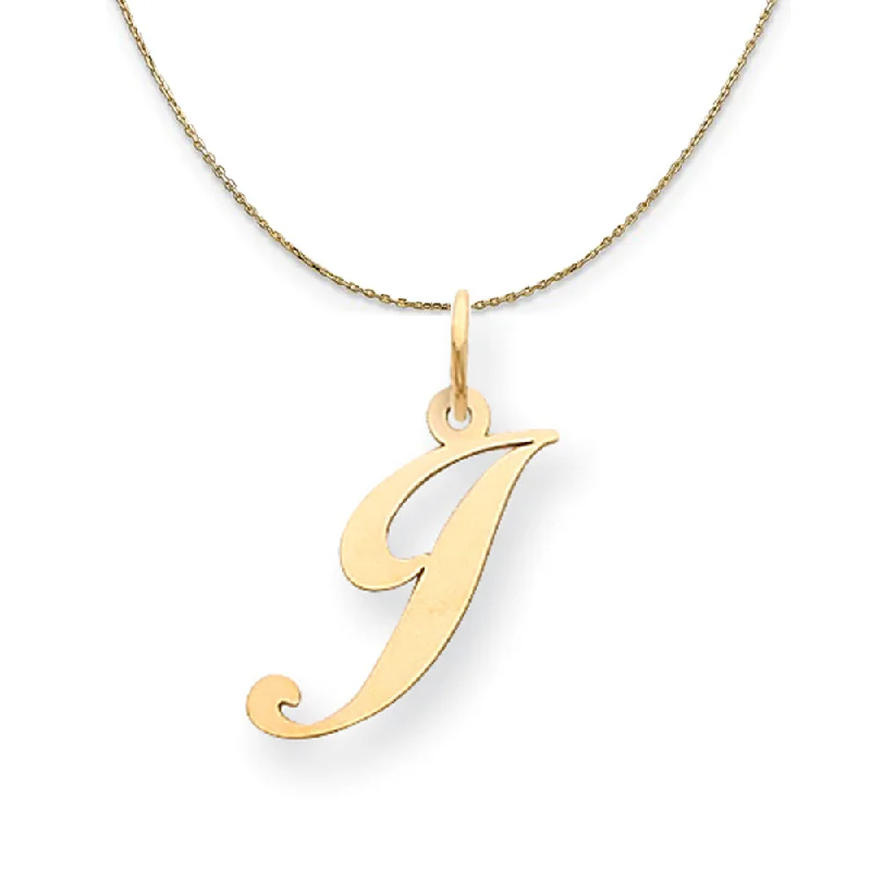 14k Yellow Gold, Ella Med Fancy Script Initial J Necklace