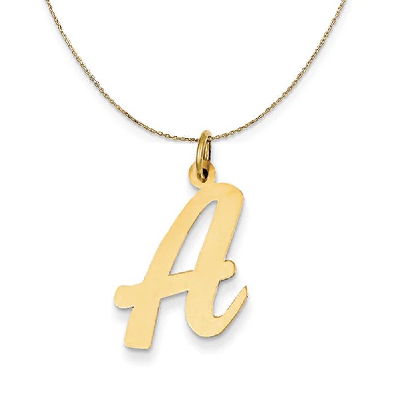 14k Yellow Gold Madison LG Classic Script Initial A Necklace