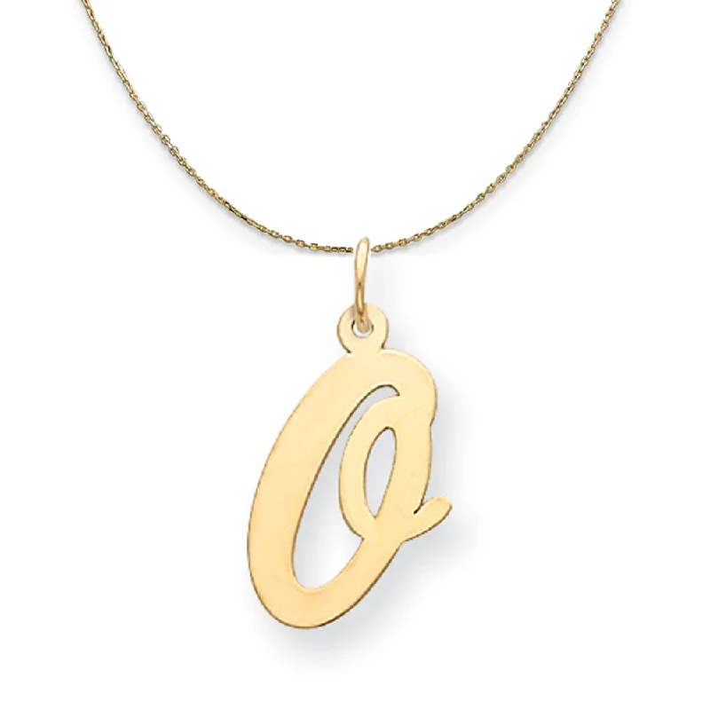 14k Yellow Gold Madison LG Classic Script Initial O Necklace