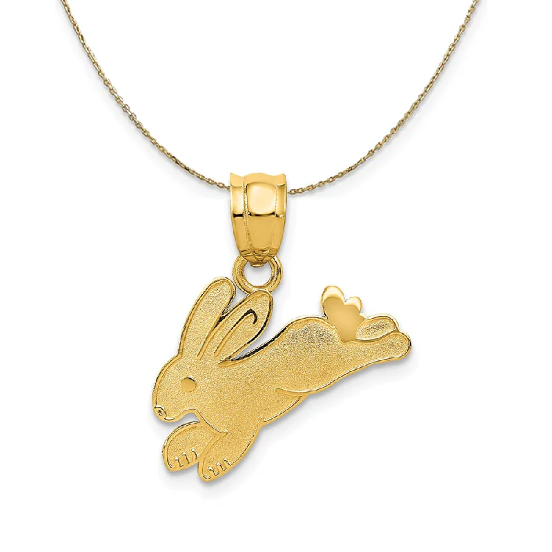 14k Yellow Gold Polished and Satin Rabbit Necklace