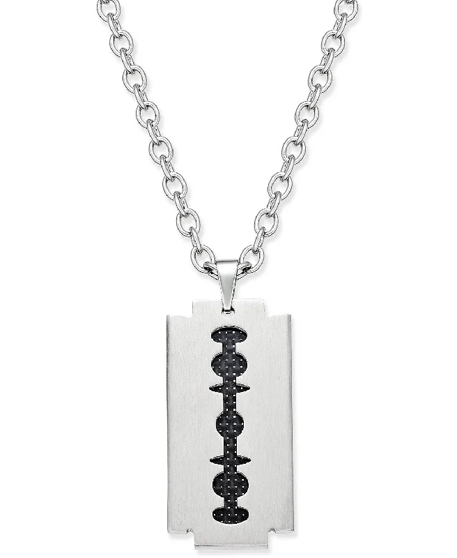 Men's Two-Tone Stainless Steel Blade Pendant Necklace