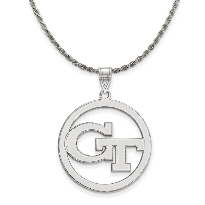 Sterling Silver Georgia Technology Large Circle Necklace