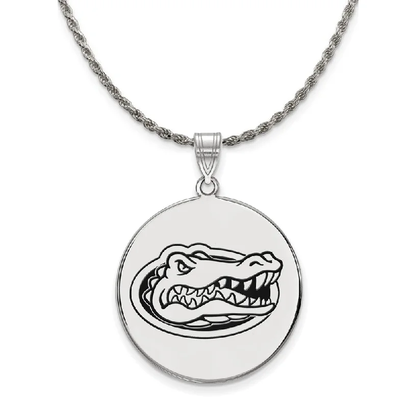 Sterling Silver U of Florida XL Enamel Logo Disc Necklace