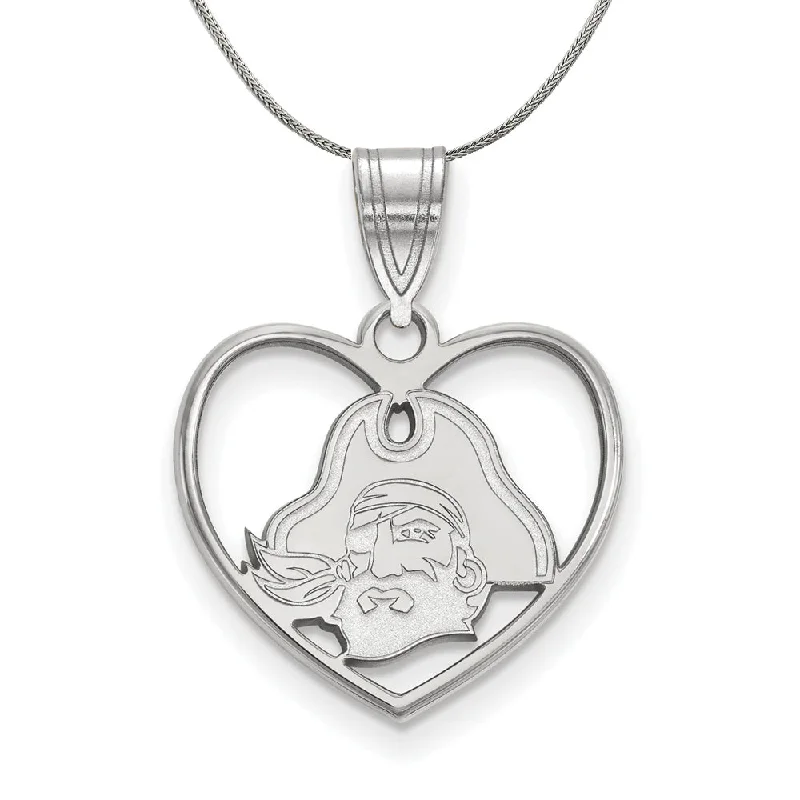 Sterling Silver East Carolina U Heart Pendant Necklace