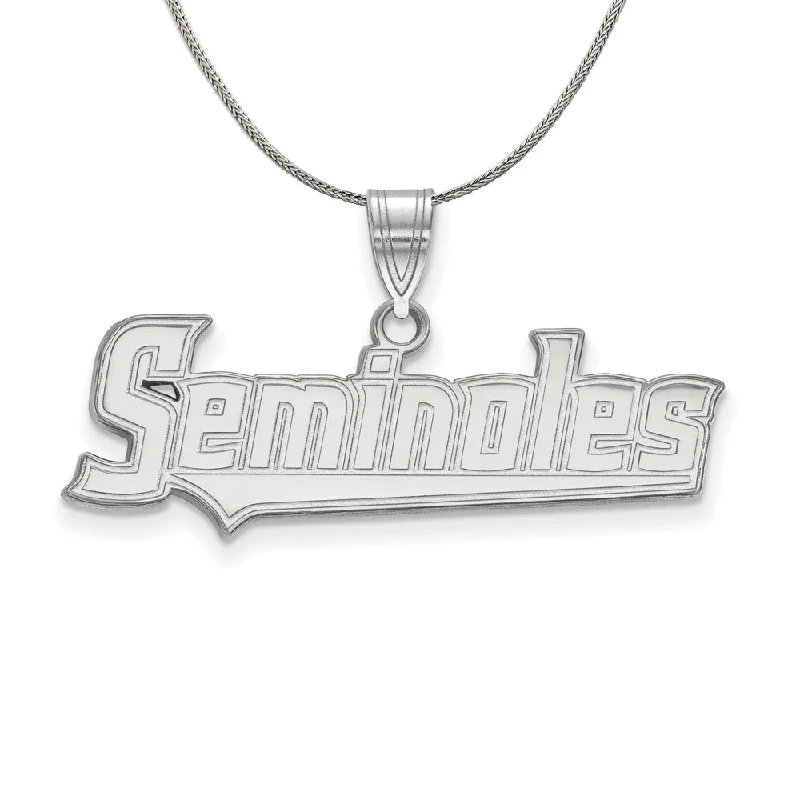 Sterling Silver Florida State Medium Script Pendant Necklace