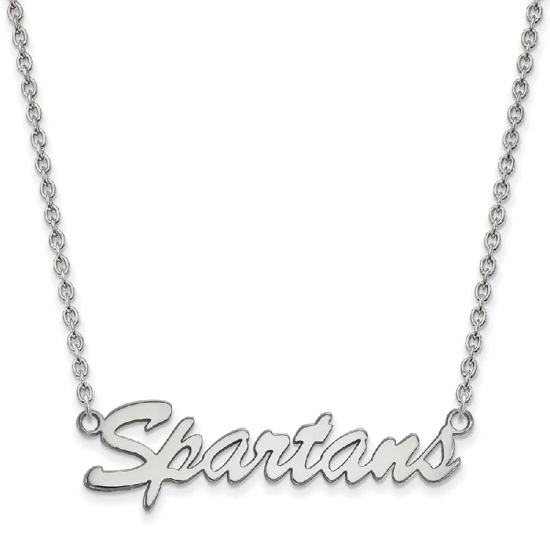 Sterling Silver Michigan State Medium 'Spartans' Pendant Necklace