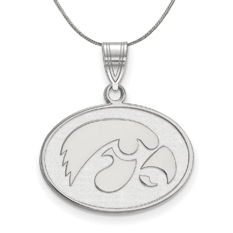 Sterling Silver U of Iowa Medium Disc Pendant Necklace