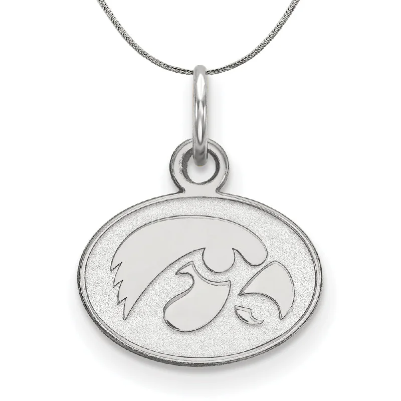 Sterling Silver U. of Iowa XS (Tiny) Oval Disc Necklace