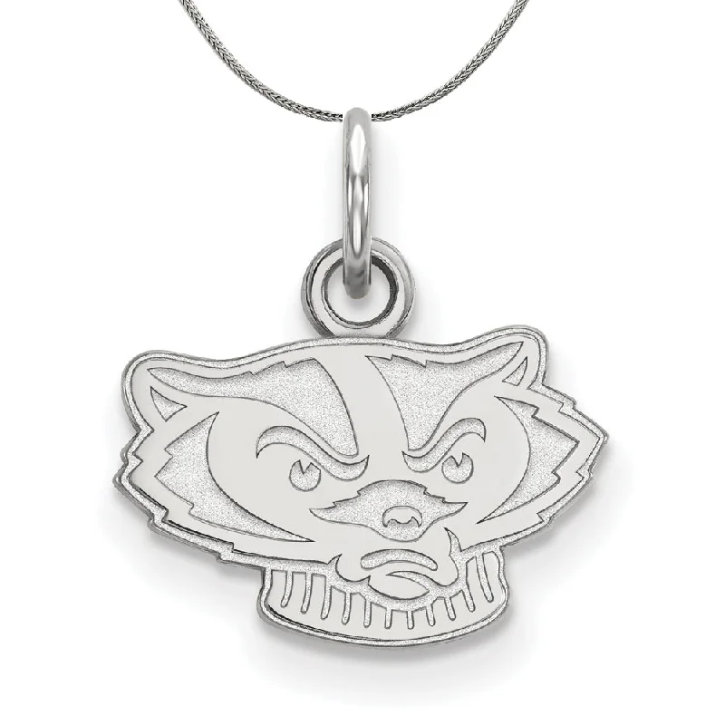 Sterling Silver U. of Wisconsin XS (Tiny) Badger Necklace