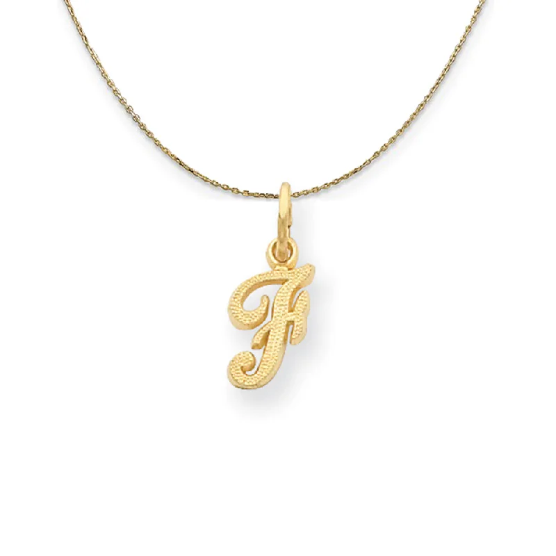 Sadie 14k Yellow Gold Satin Script Initial Necklace Letter F