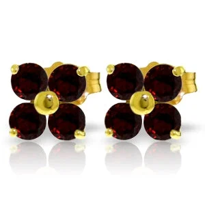 1.15 Carat 14K Solid Yellow Gold Elegant Distillation Garnet Earrings