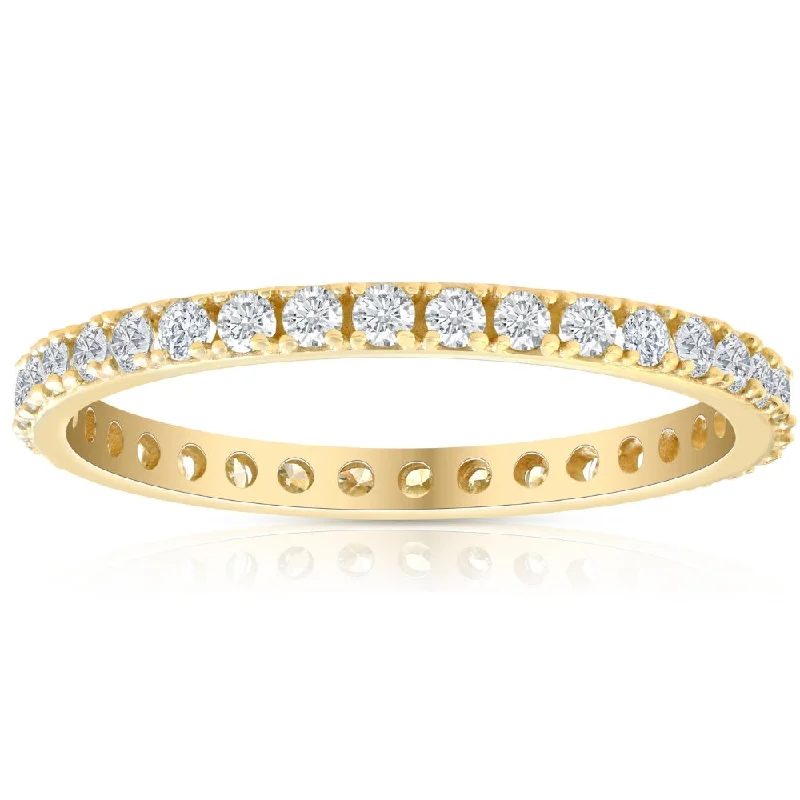 1/2 Ct Diamond Eternity Ring 10k Yellow Gold Womens Stackable Anniversary Band