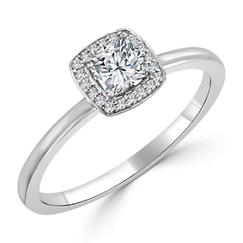 10K Gold Princess-Cut 1/3ct TDW Diamond Halo Engagement Ring