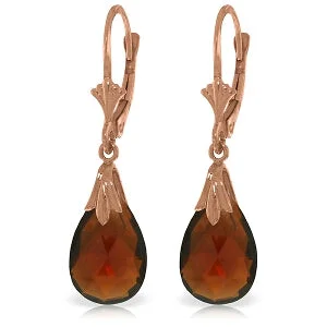 14K Solid Rose Gold Leverback Earrings Garnet