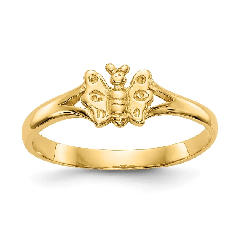 14KT Yellow Gold Butterfly Baby Ring; Size 2