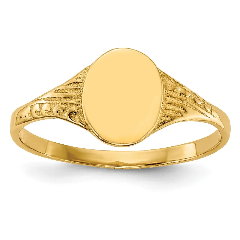 14KT Yellow Gold Childrens Signet Ring; Size 5.2