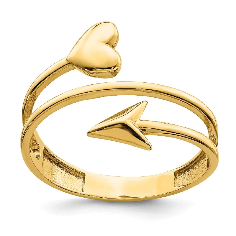 14KT Yellow Gold Heart Arrow Ring; Size 7