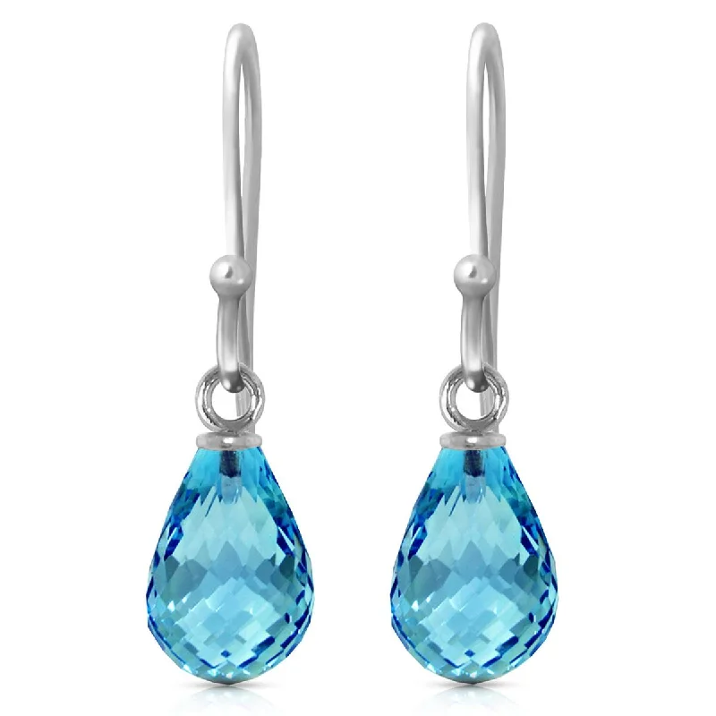 2.7 Carat 14K Solid White Gold Don't Mourn Love Blue Topaz Earrings