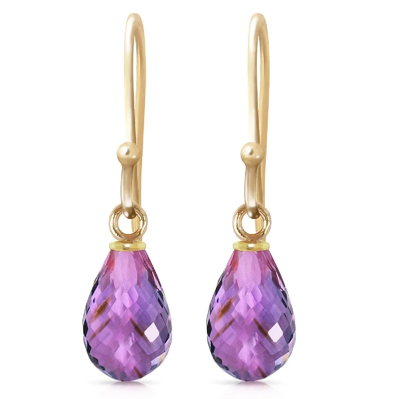 2.7 Carat 14K Solid Yellow Gold Effortless Amethyst Earrings