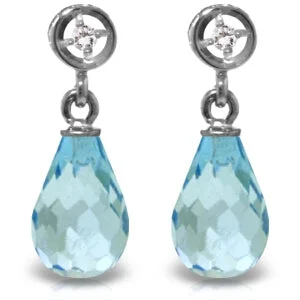 2.73 Carat 14K Solid White Gold Earrings Diamond Blue Topaz