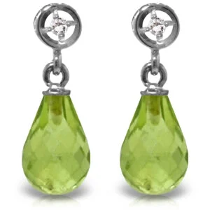 2.73 Carat 14K Solid White Gold Earrings Diamond Peridot