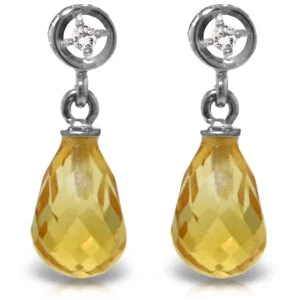 2.73 Carat 14K Solid White Gold Give You Courage Citrine Diamond Earrings