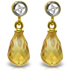 2.73 Carat 14K Solid Yellow Gold Breakthrough Citrine Diamond Earrings