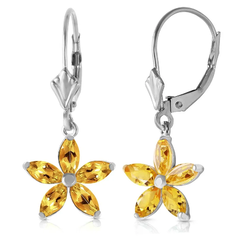 2.8 Carat 14K Solid White Gold Open The Way Citrine Earrings