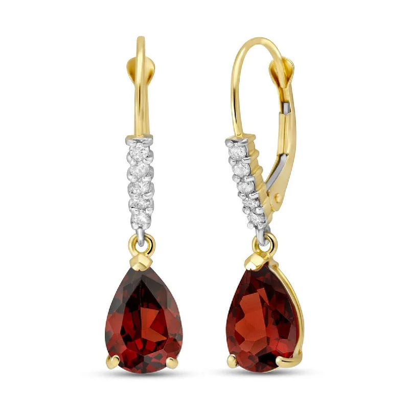 3.15 Carat 14K Solid Yellow Gold Violeta Garnet Diamond Earrings