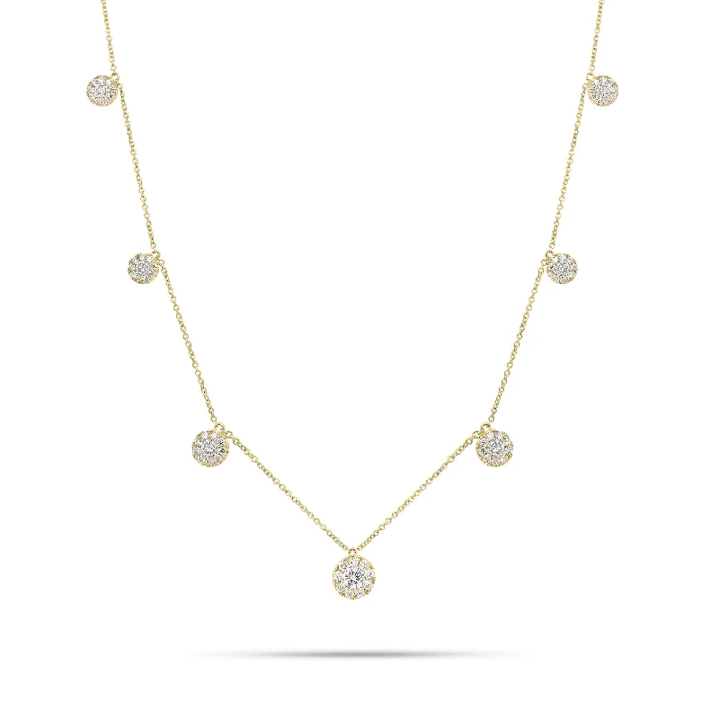 Pave Diamond Mini Discs Necklace